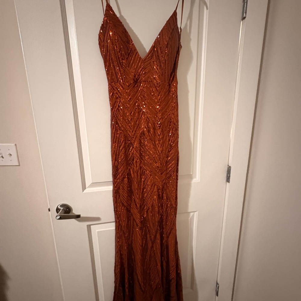 SHEIN Rust Sequin Backless Dress